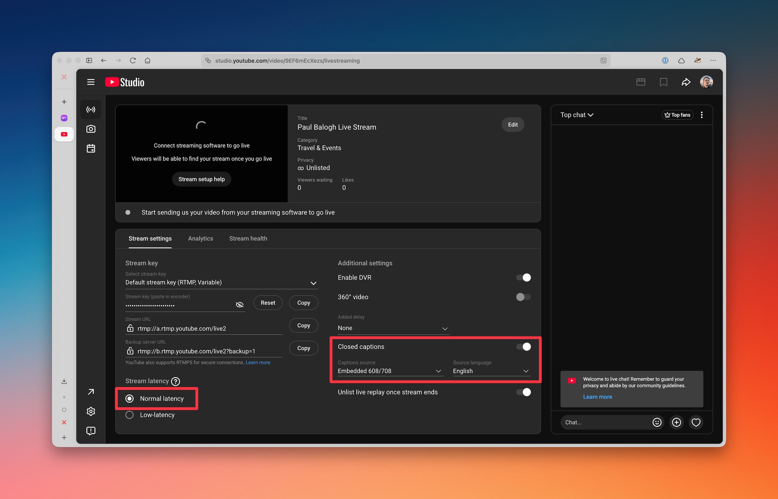 RTMP YouTube Live Captions