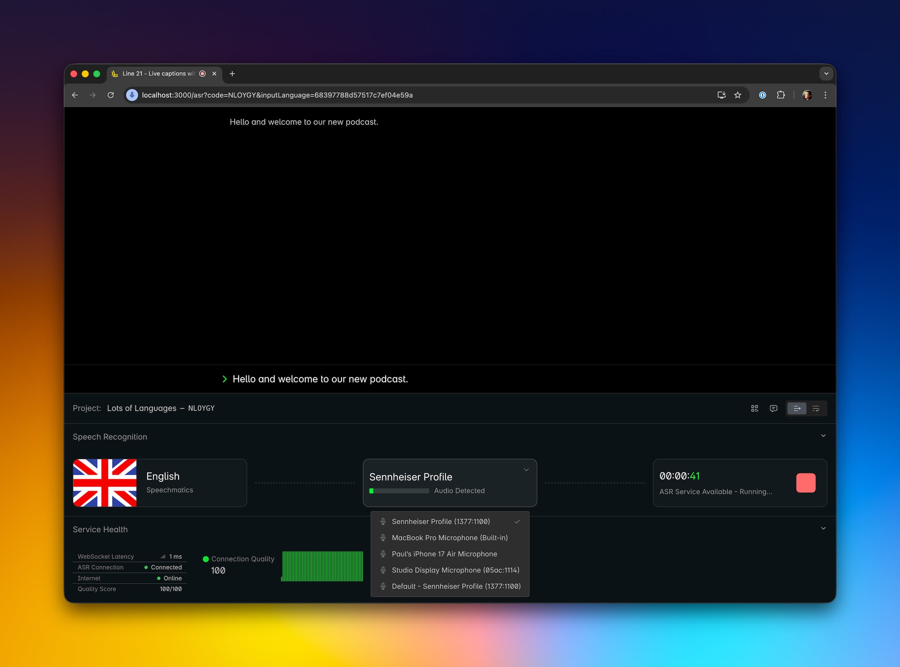Speech Recognition Panel