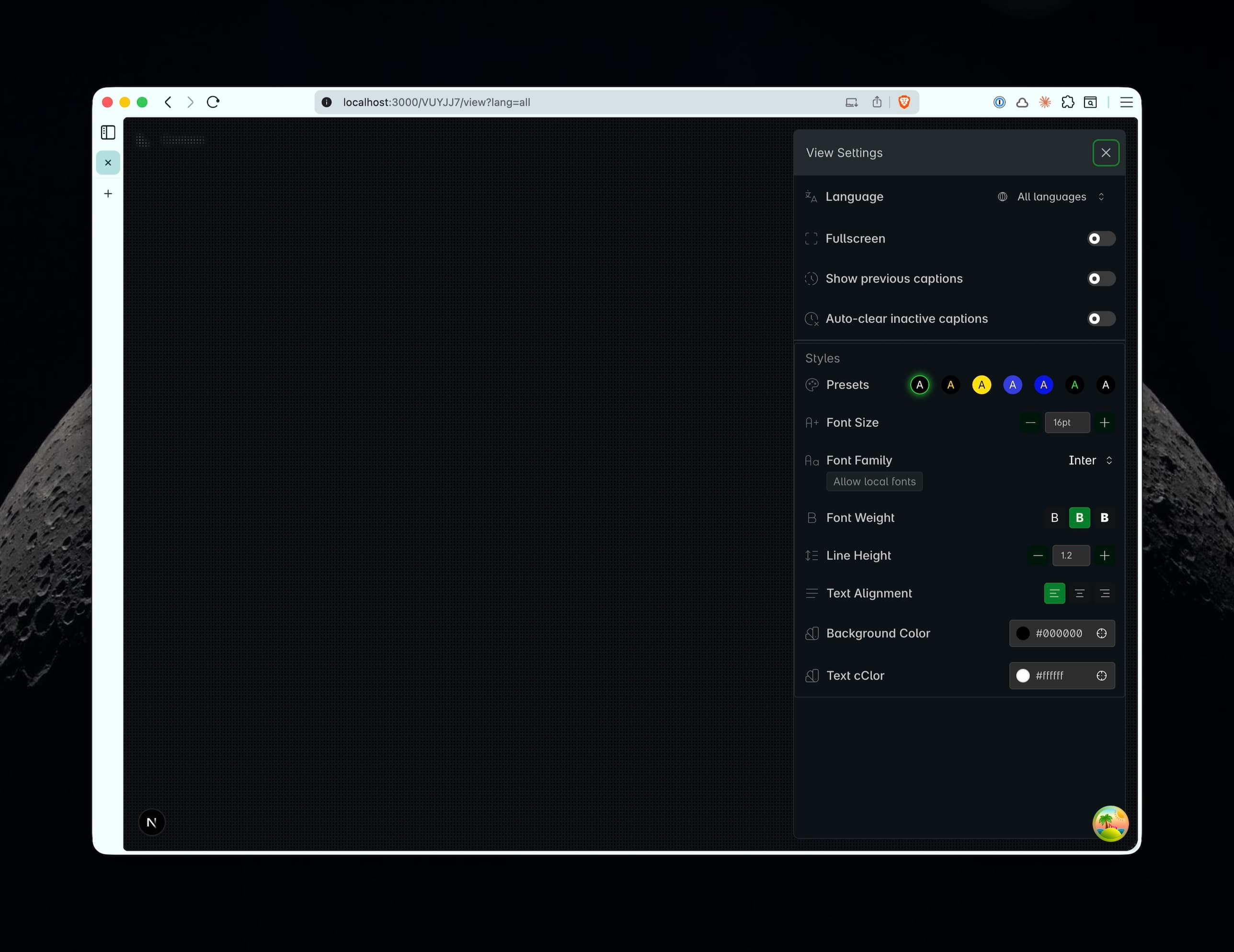 Browser options