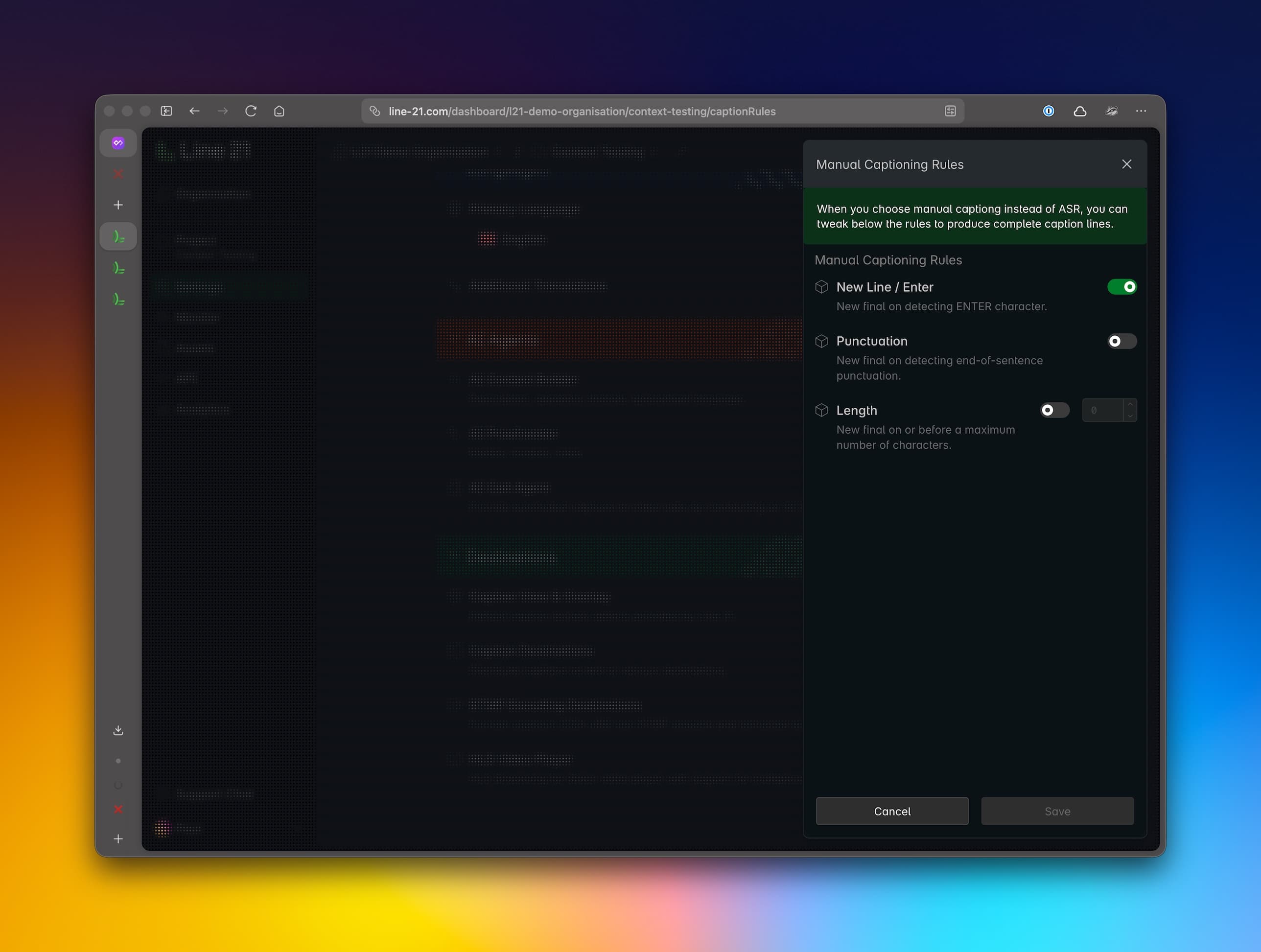 Human Captioning rules
