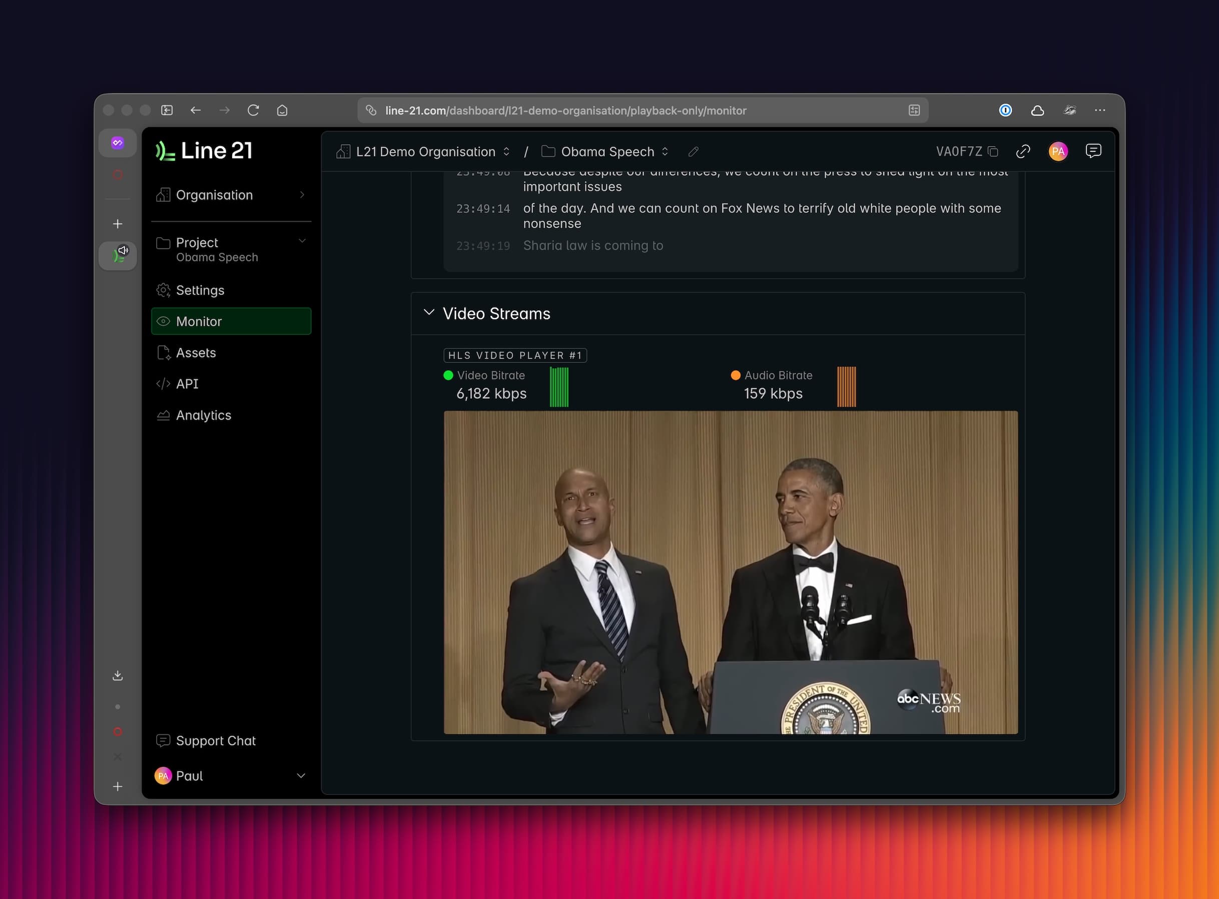 Video Player monitor